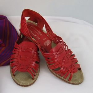 Connie Red Braided Leather Slingback Sandals